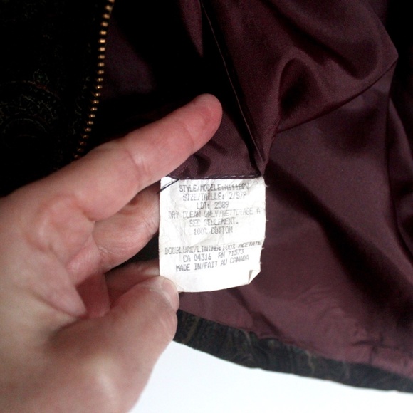 Vintage Cotton Velvet Paisley Vest with Brass Zipper Front and Zippered … - Picture 5 of 8